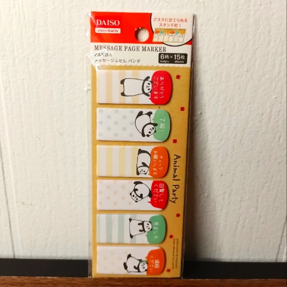 Daiso Message Page Marker Animal Party Panda
